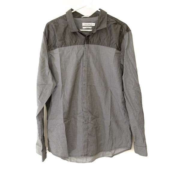 Calvin Klein Men's XL Body Fit Button-Down Shirt - Gray / Black - Picture 1 of 3